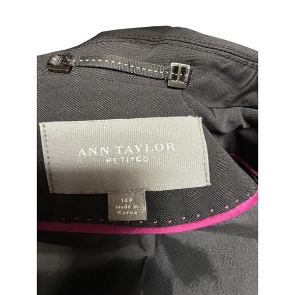 NEW!! "ANN TAYLOR" Black Trench Coat SZ XL 14P Button Up Old Money Classy Goth - Picture 12 of 16
